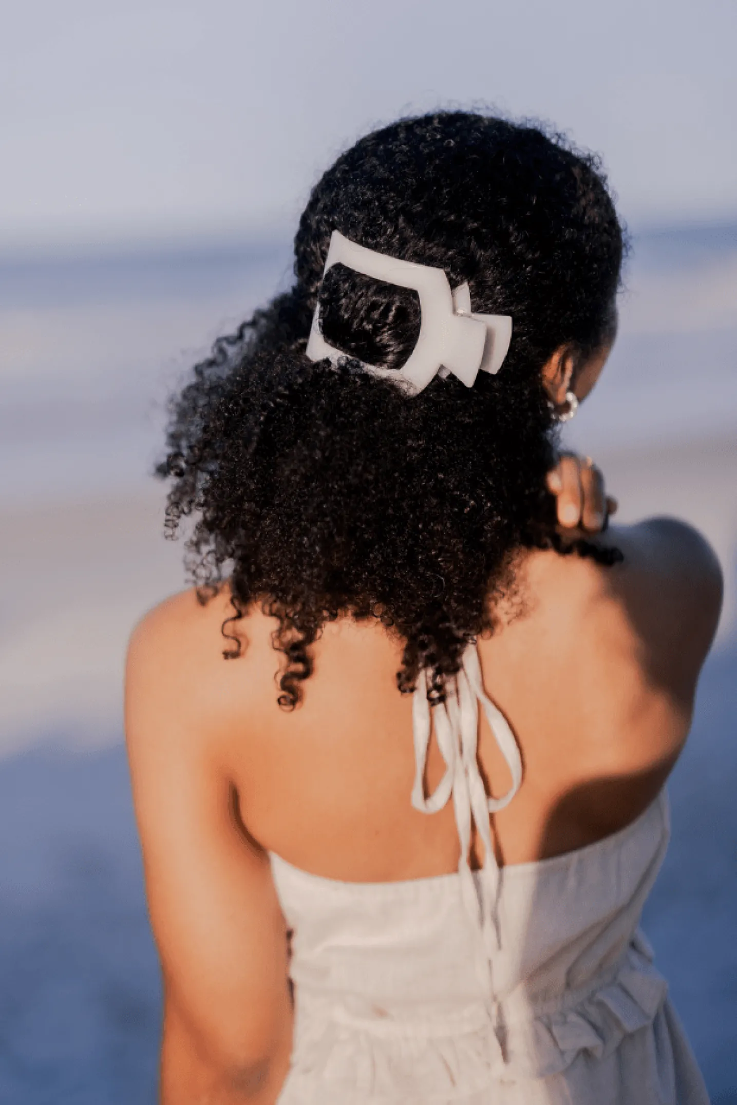 Coconut White Large Flat Square Hair Clip