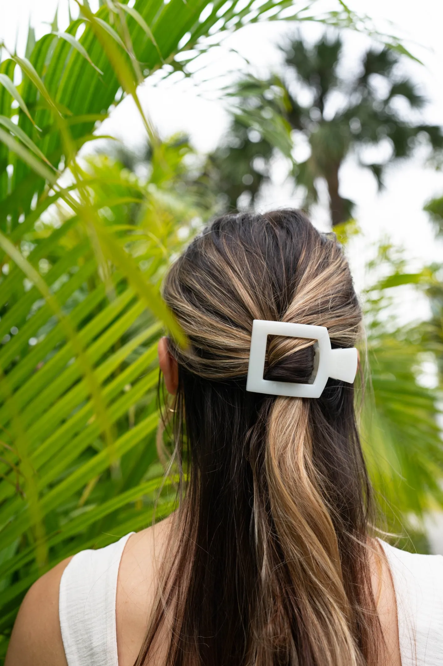 Coconut White Medium Flat Square Hair Clip