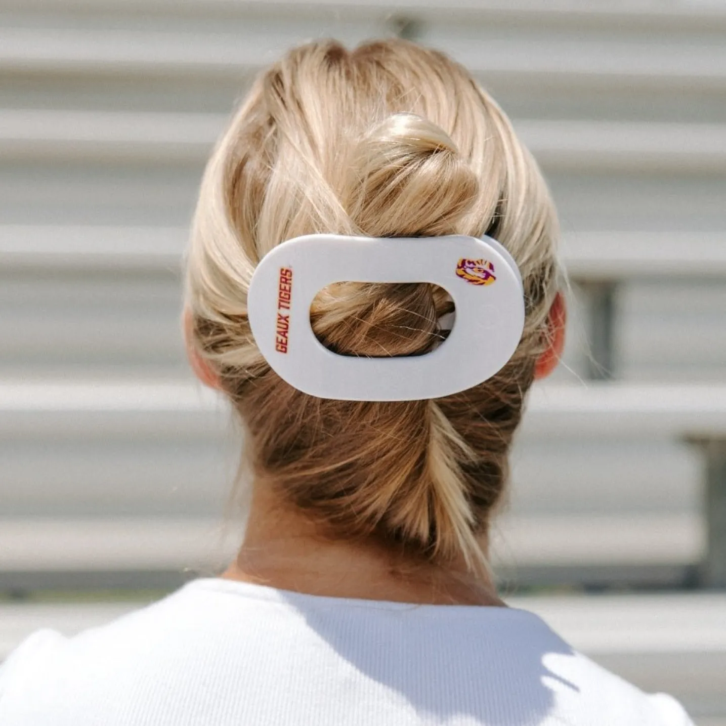 Geaux Tigers! Large Flat Round Hair Clip