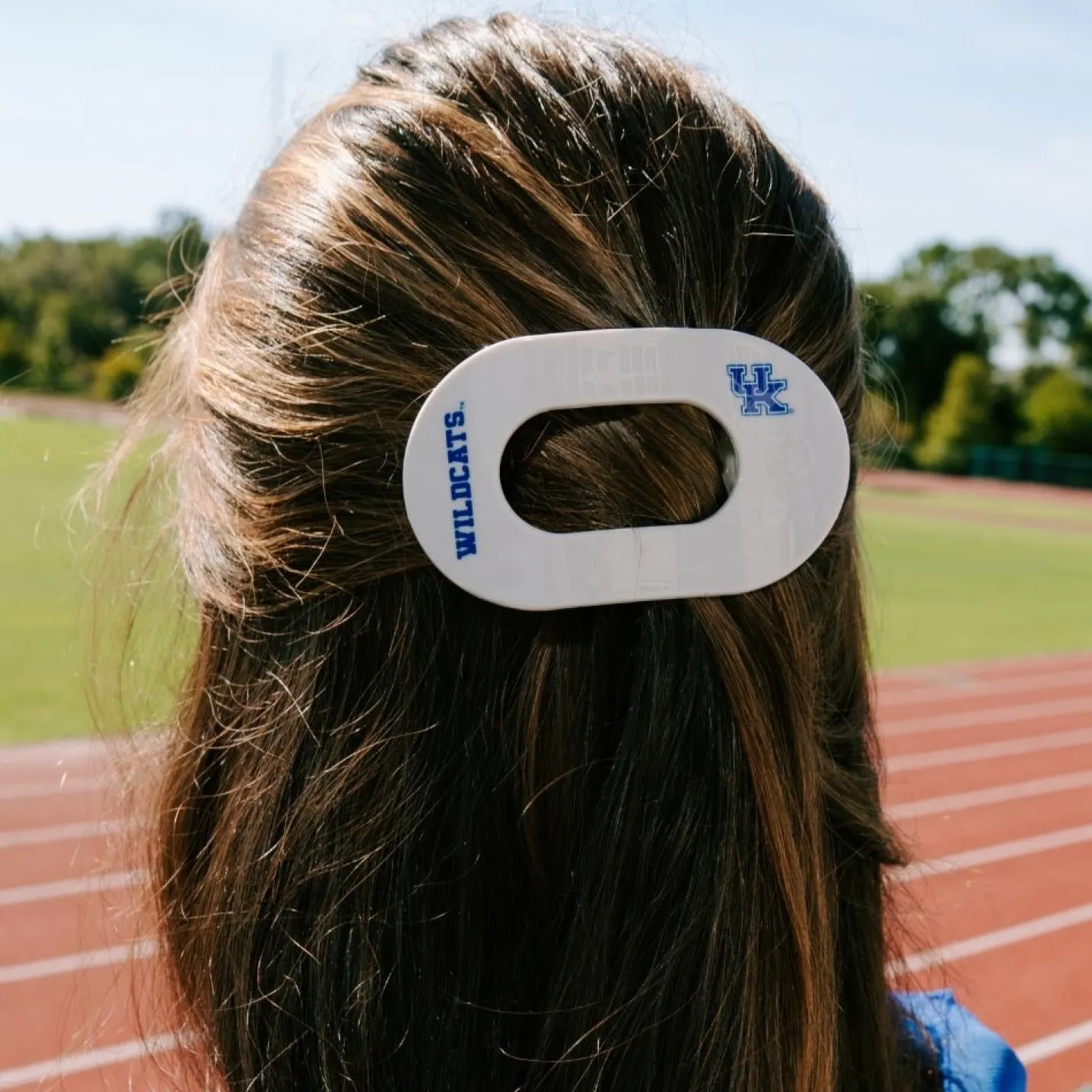 Go Big Blue! Medium Flat Round Hair Clip