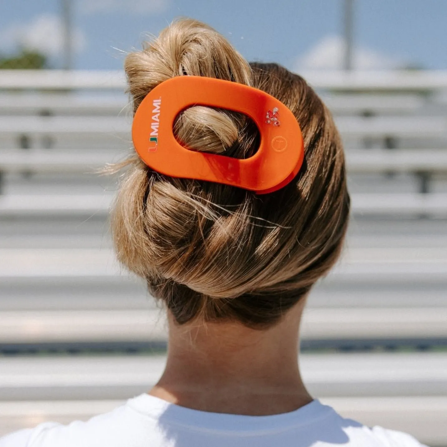 Go Canes! Large Flat Round Hair Clip