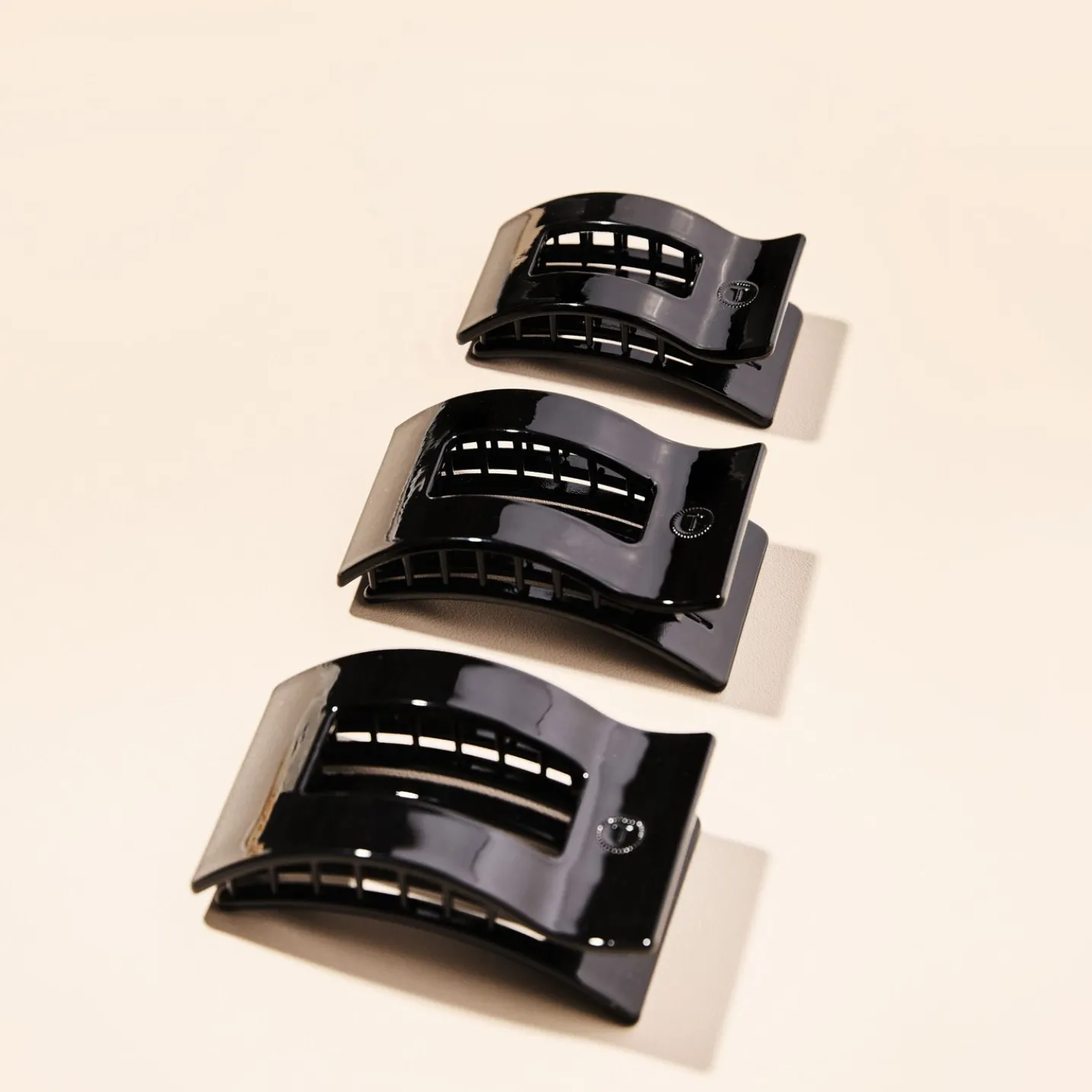 Jet Black Large Flat Rectangle Hair Clip