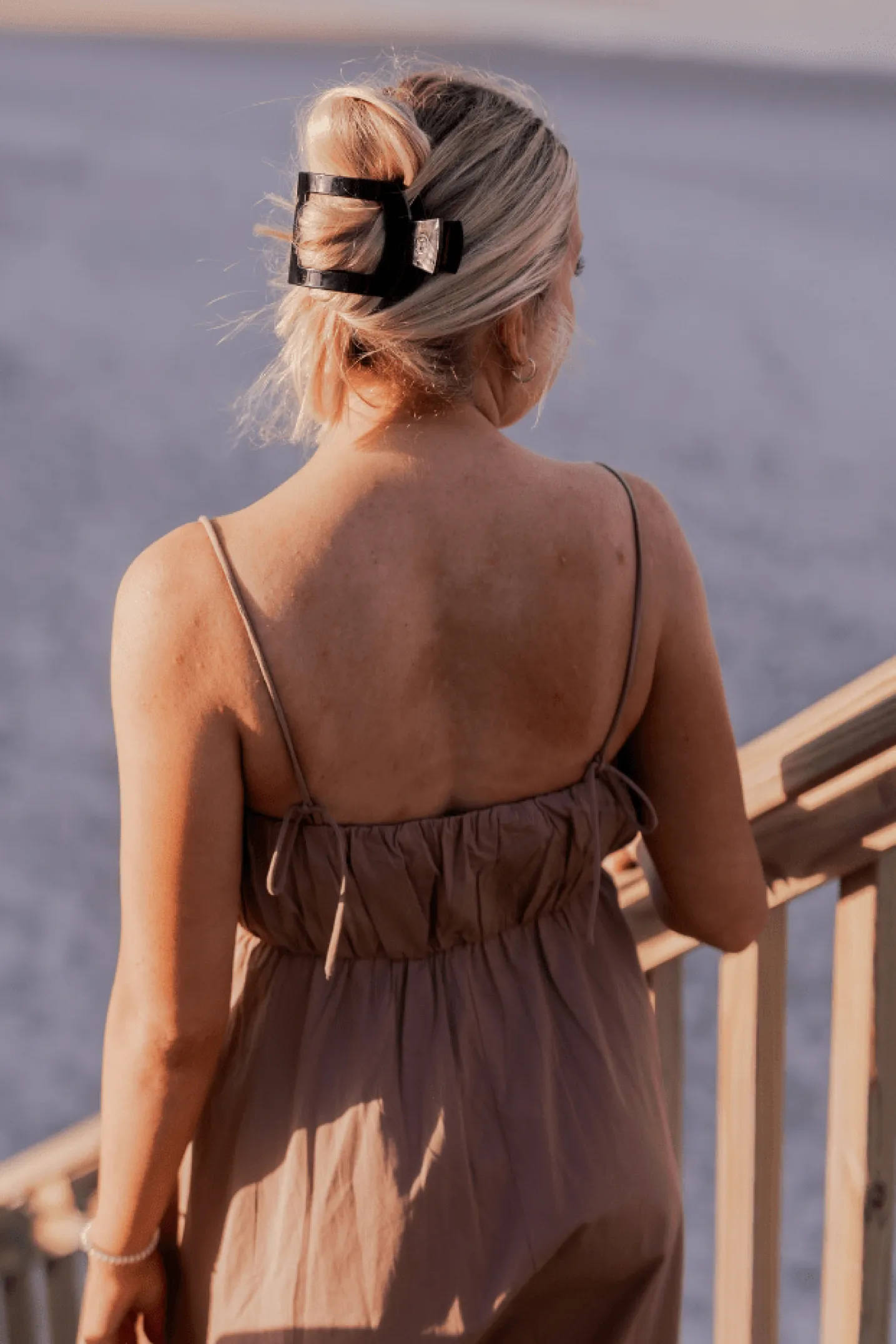 Jet Black Large Flat Square Hair Clip