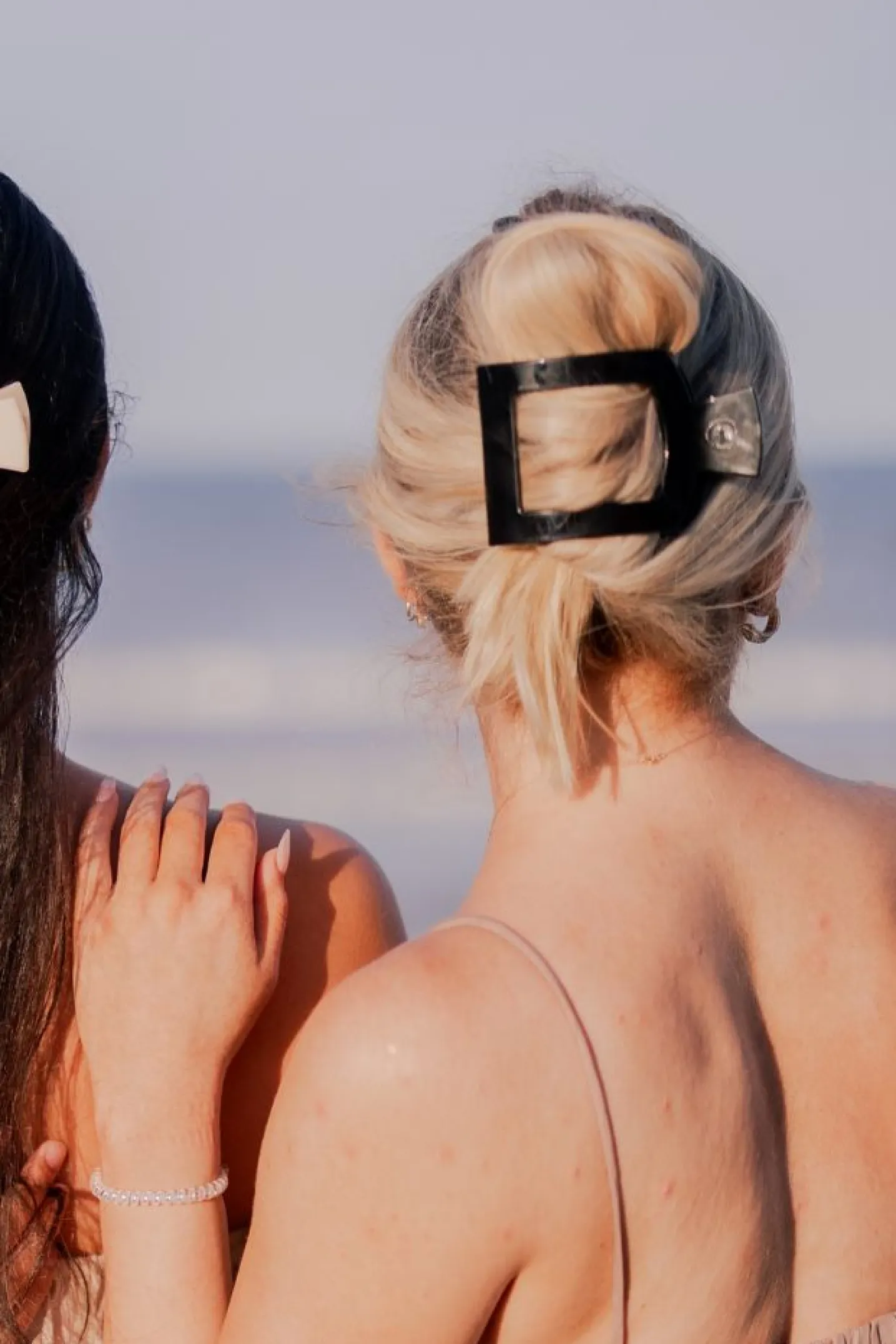 Jet Black Large Flat Square Hair Clip