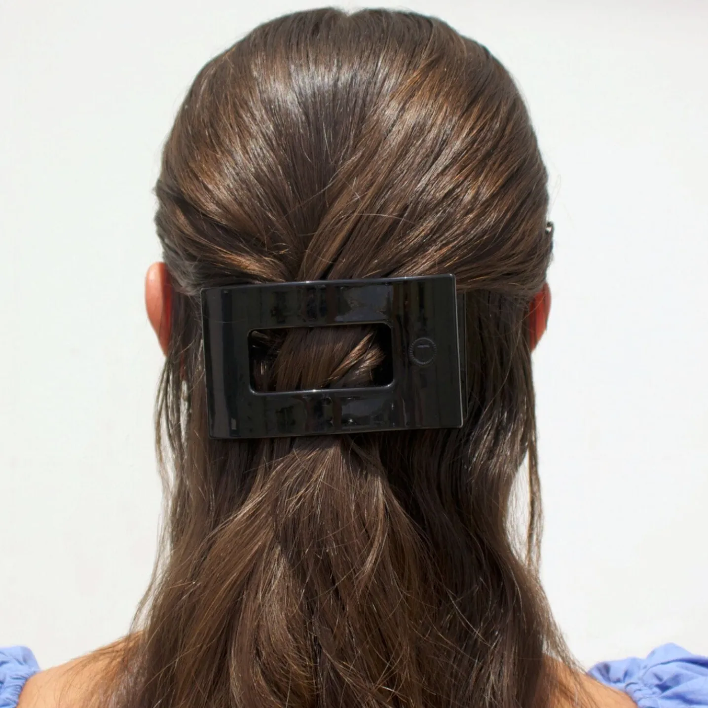 Jet Black Medium Flat Rectangle Hair Clip