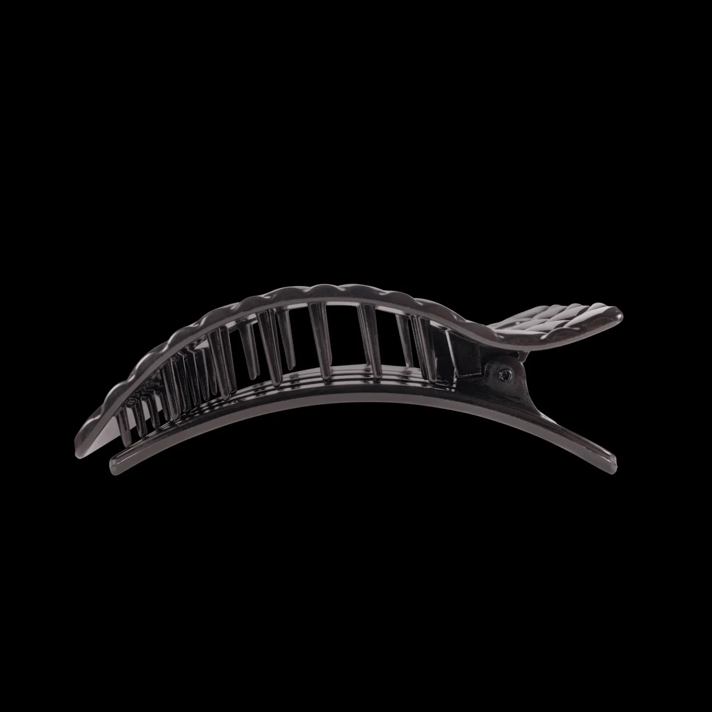 Jet Black Quilted Medium Flat Rectangle Hair Clip