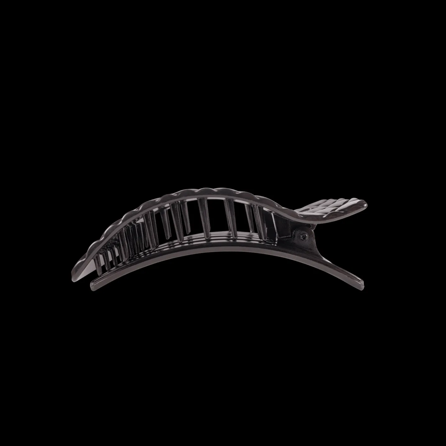 Jet Black Quilted Small Flat Rectangle Hair Clip