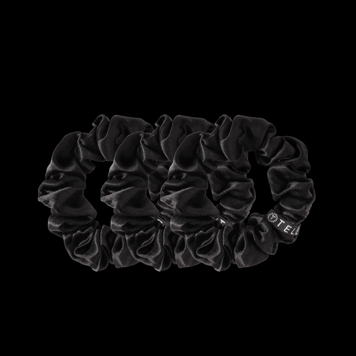 Jet Black Small Silk Scrunchies
