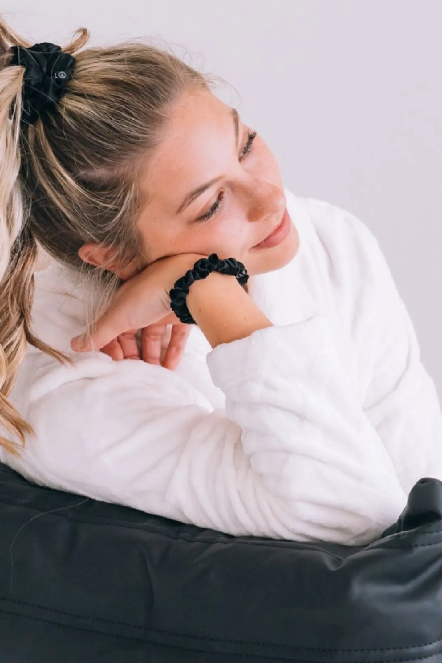 Jet Black Small Silk Scrunchies