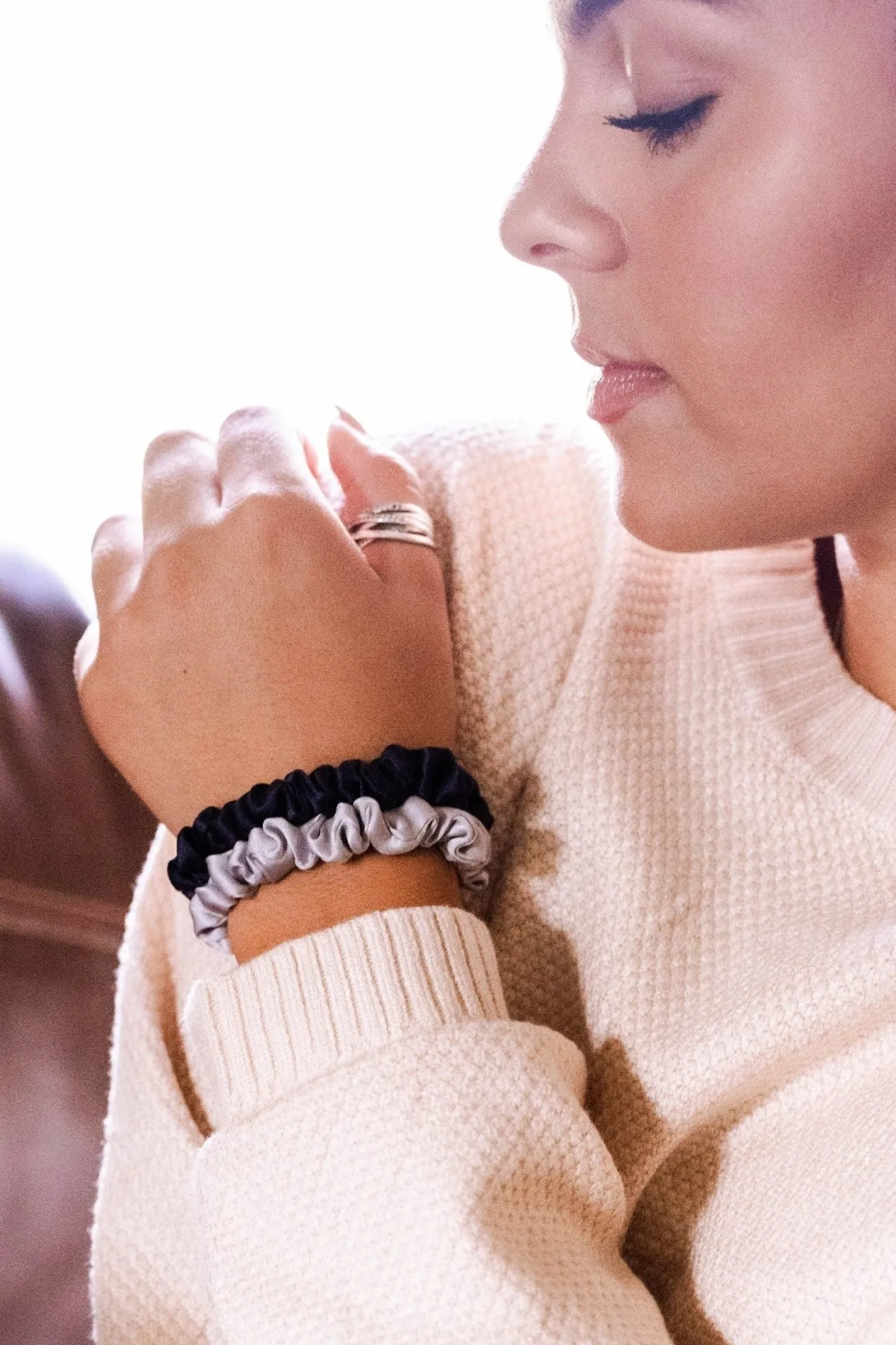 Silver Flames Small Silk Scrunchies