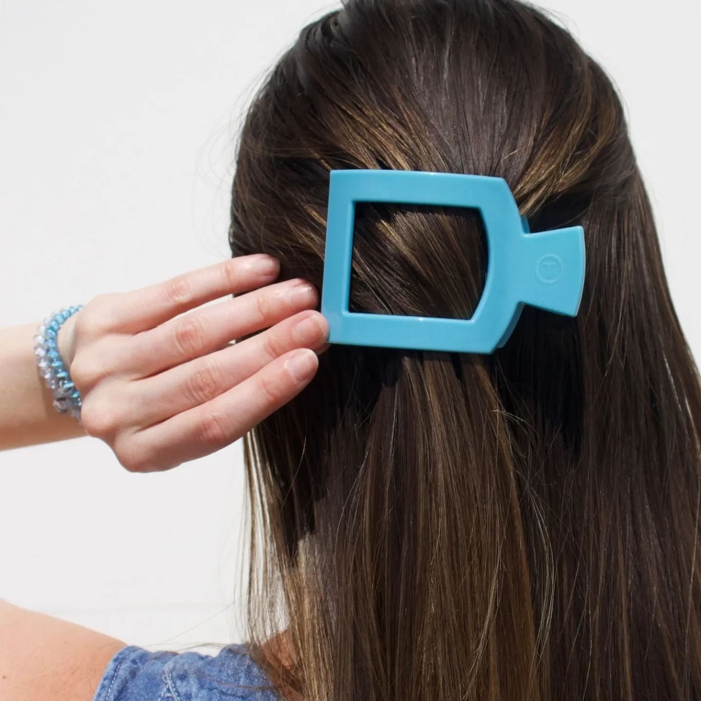 Summer Sky Medium Flat Square Hair Clip
