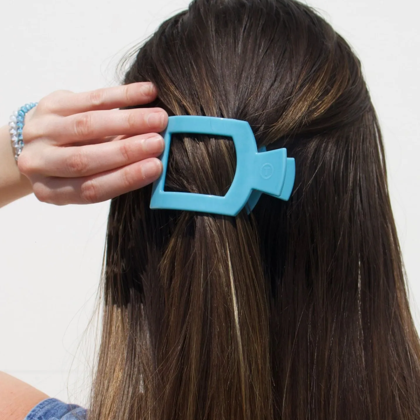 Summer Sky Small Flat Square Hair Clip