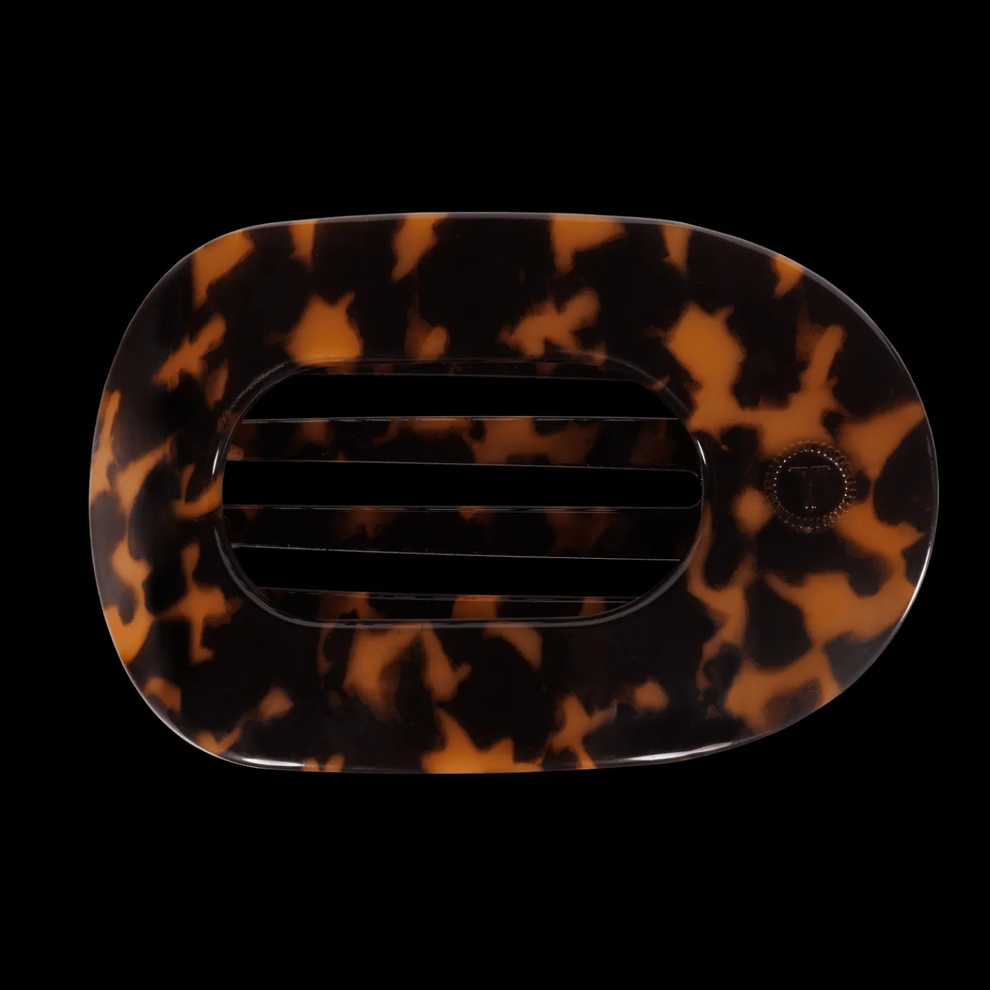 Tortoise Large Flat Round Hair Clip